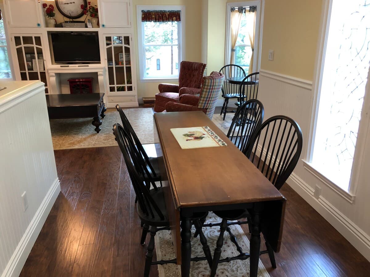 Dining table looking into the sitting room
